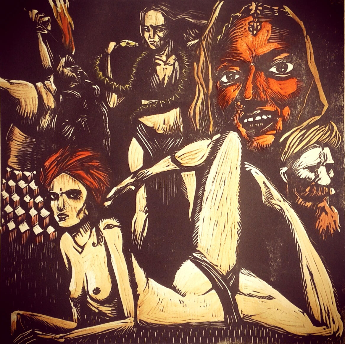 Sexy Mother Fakir. Linograbado